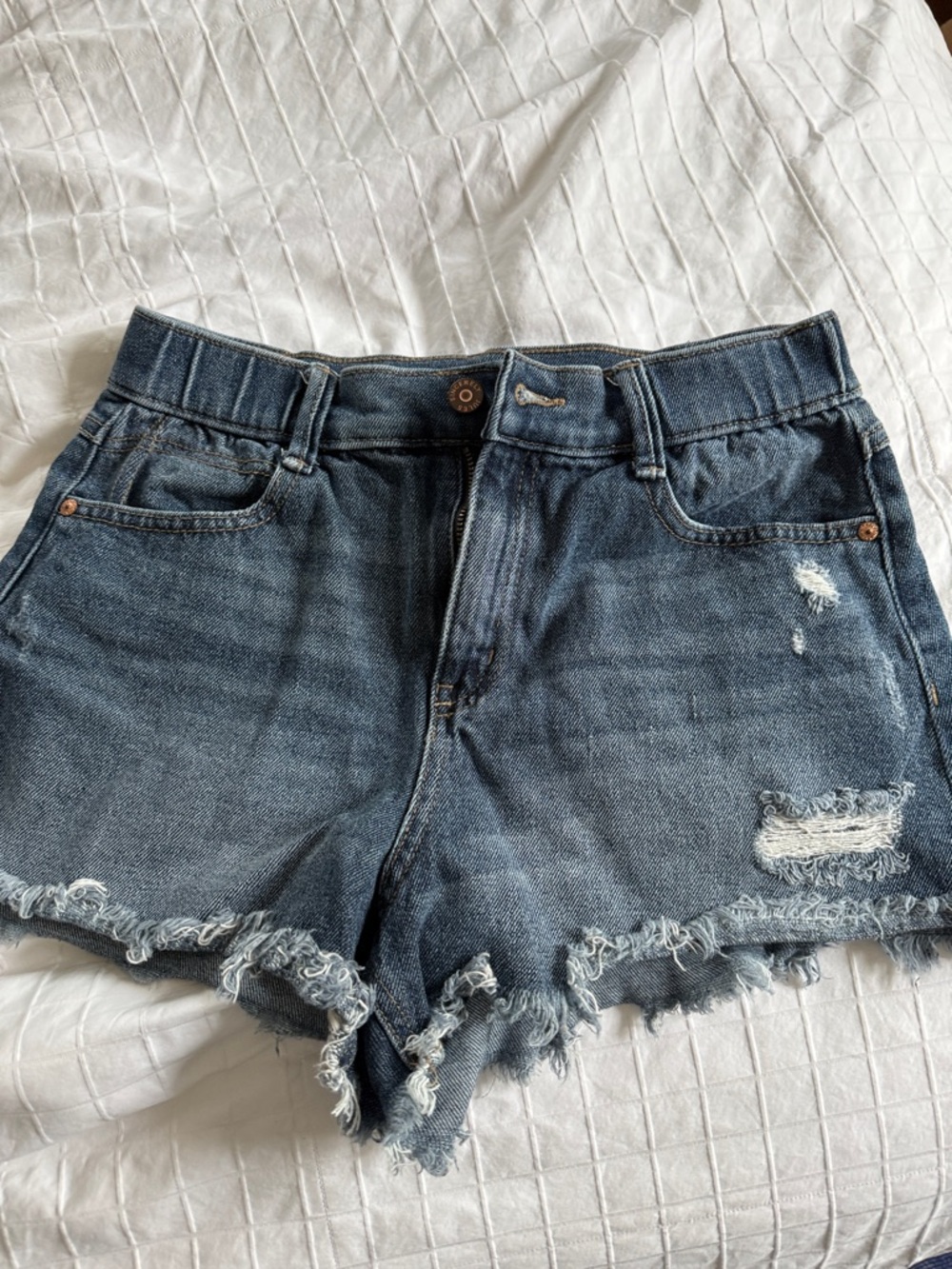 Sincerely Jules Distressed Dark Blue Denim Shorts, size 5/27